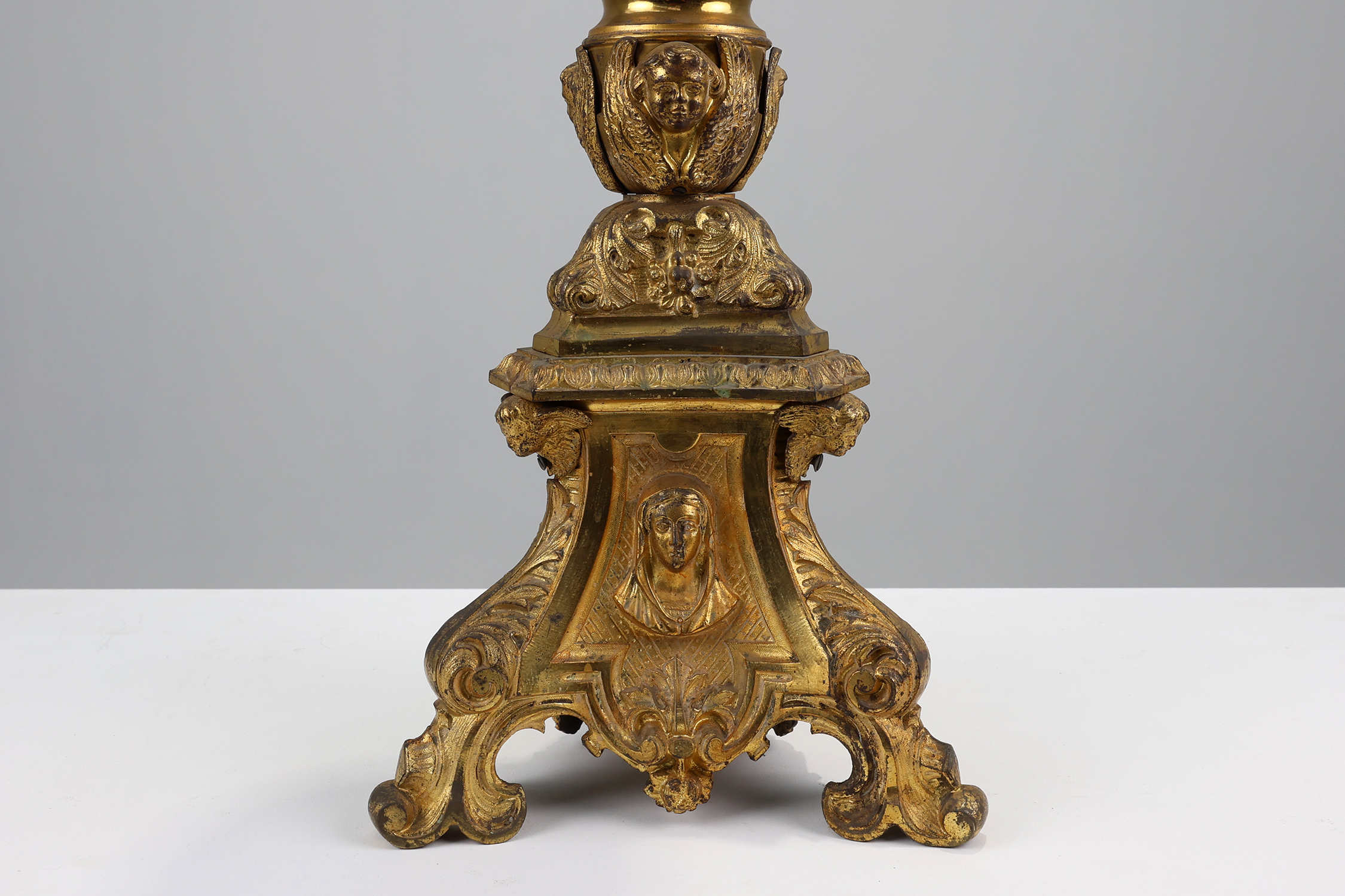 Large 18th century bronze and copper church candle holder, Francethumbnail